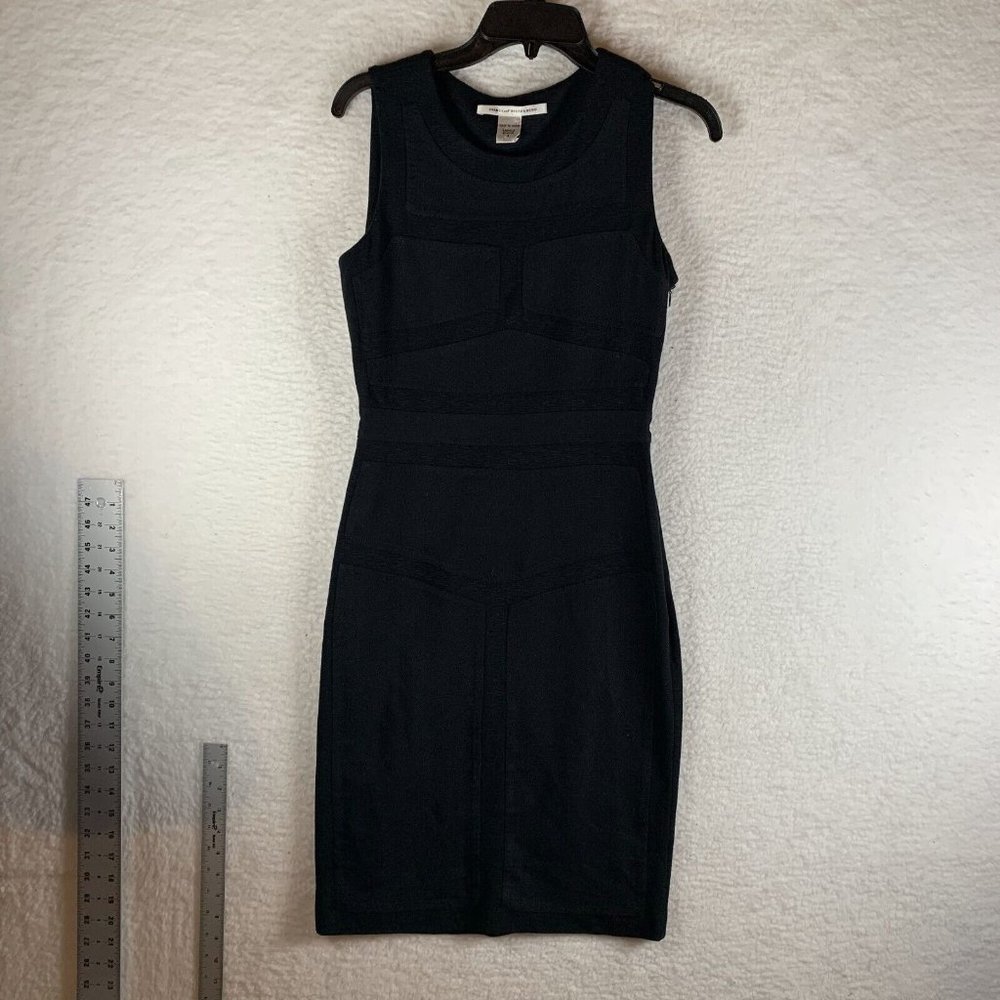 Diane Von Furstenberg Sheath Dress Women 4 Black Viscose Stretch Sleeveless 7739